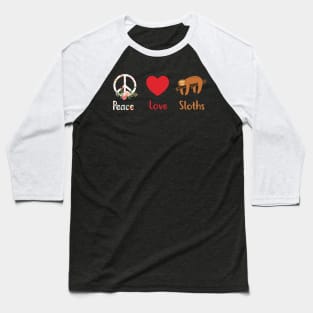 Peace Love Sloths Peace Sign Baseball T-Shirt